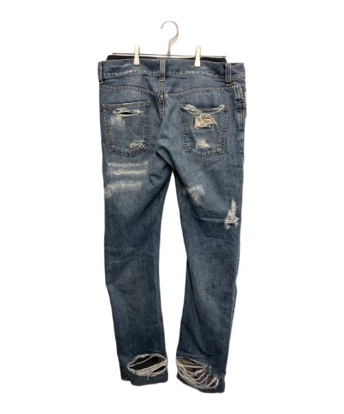 DOLCE & GABBANA（ドルチェ＆ガッバーナ）DOLCE & GABBANA (ドルチェ＆ガッバーナ) レイヤードハードクラッシュデニムパンツ インディゴ サイズ:48の古着・服飾アイテム