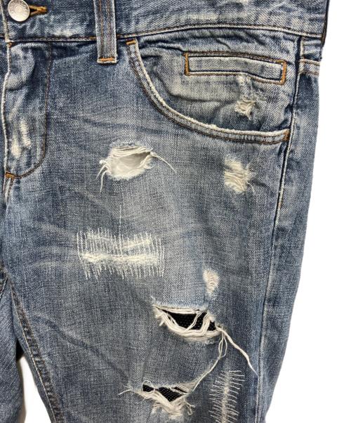 DOLCE & GABBANA（ドルチェ＆ガッバーナ）DOLCE & GABBANA (ドルチェ＆ガッバーナ) レイヤードハードクラッシュデニムパンツ インディゴ サイズ:48の古着・服飾アイテム