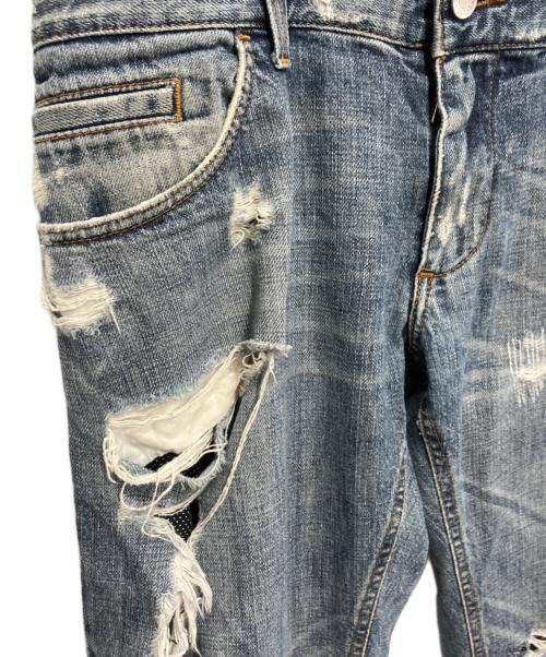 DOLCE & GABBANA（ドルチェ＆ガッバーナ）DOLCE & GABBANA (ドルチェ＆ガッバーナ) レイヤードハードクラッシュデニムパンツ インディゴ サイズ:48の古着・服飾アイテム