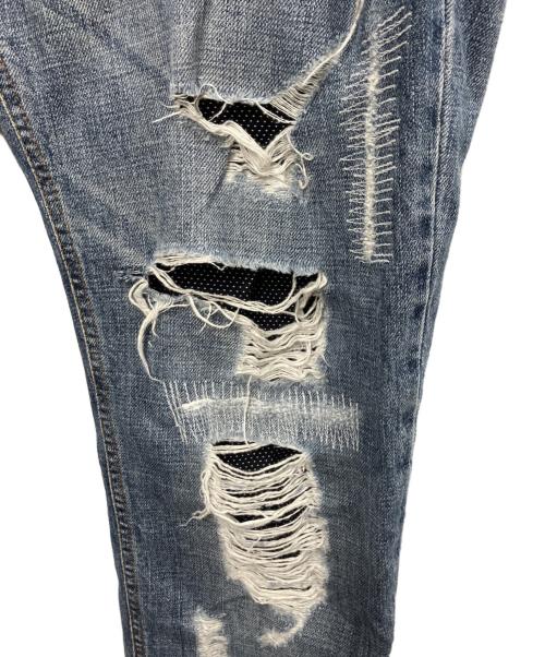 DOLCE & GABBANA（ドルチェ＆ガッバーナ）DOLCE & GABBANA (ドルチェ＆ガッバーナ) レイヤードハードクラッシュデニムパンツ インディゴ サイズ:48の古着・服飾アイテム