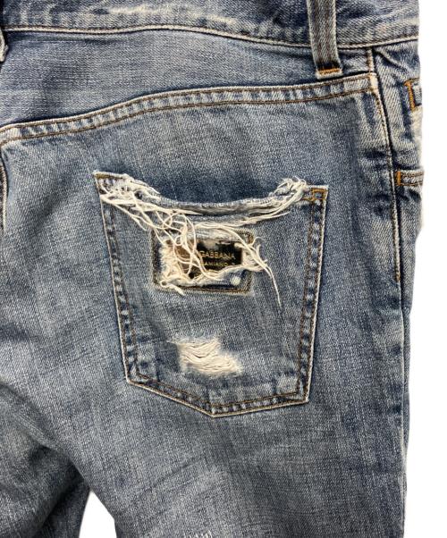 DOLCE & GABBANA（ドルチェ＆ガッバーナ）DOLCE & GABBANA (ドルチェ＆ガッバーナ) レイヤードハードクラッシュデニムパンツ インディゴ サイズ:48の古着・服飾アイテム