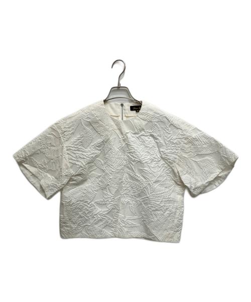 DRAWER（ドゥロワー）DRAWER (ドゥロワー) バックジップ マトラッセショートスリーブ ブラウス ホワイト サイズ:36の古着・服飾アイテム