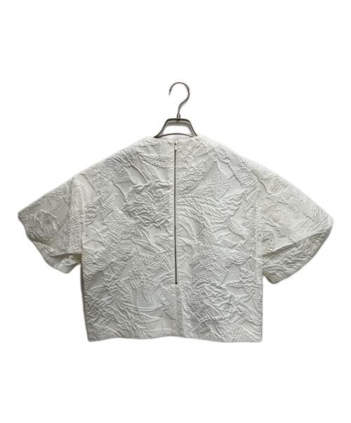 DRAWER（ドゥロワー）DRAWER (ドゥロワー) バックジップ マトラッセショートスリーブ ブラウス ホワイト サイズ:36の古着・服飾アイテム