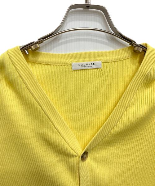 MACPHEE（マカフィー）MACPHEE (マカフィー) コットンリブ Vネックショートカーディガン イエロー サイズ:不明の古着・服飾アイテム