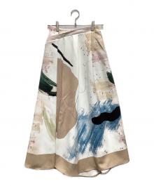 Ameri（アメリ）の古着「MARY PAINTING FLARE SKIRT（マリーペインティングフレアスカート）」｜ピンク