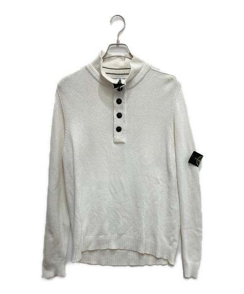 STONE ISLAND（ストーンアイランド）STONE ISLAND (ストーンアイランド) コットンハーフボタンニット ホワイト サイズ:XLの古着・服飾アイテム