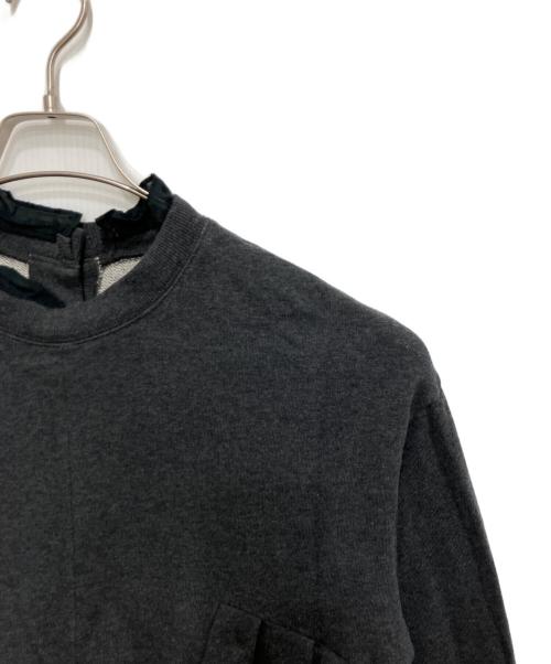 MUVEIL（ミュベール）MUVEIL (ミュベール) Lace & Cotton Sweatshirt グレー サイズ:40の古着・服飾アイテム