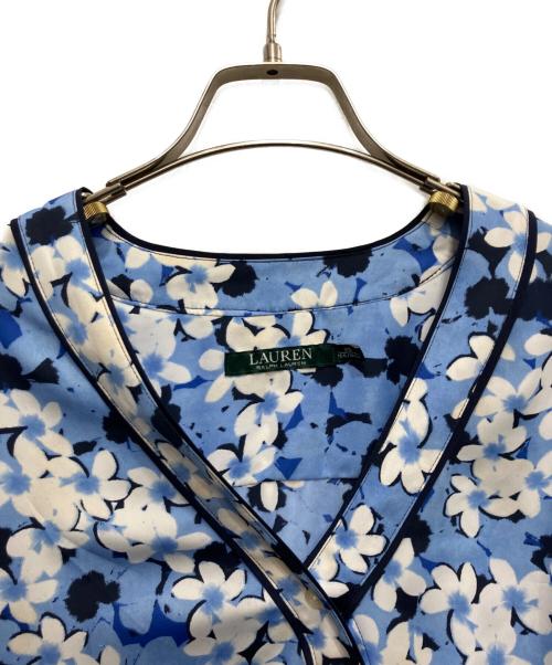 LAUREN RALPH LAUREN（ローレンラルフローレン）LAUREN RALPH LAUREN (ローレンラルフローレン) 花柄カシュクールブラウス ブルー サイズ:XSの古着・服飾アイテム