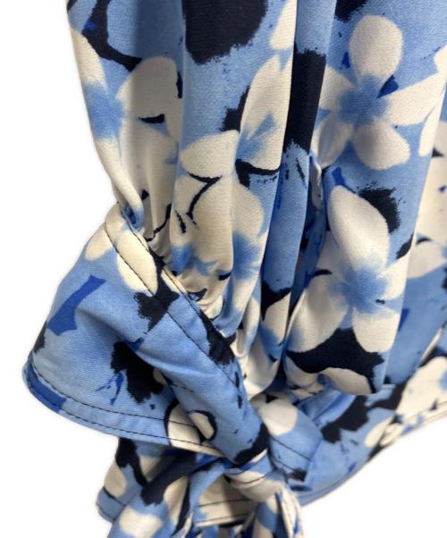 LAUREN RALPH LAUREN（ローレンラルフローレン）LAUREN RALPH LAUREN (ローレンラルフローレン) 花柄カシュクールブラウス ブルー サイズ:XSの古着・服飾アイテム