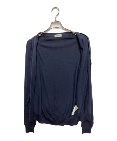 JOHN SMEDLEY（ジョンスメドレー）JOHN SMEDLEY (ジョンスメドレー) PETWORTH CARDIGAN V/N ネイビー サイズ:L 未使用品の古着・服飾アイテム