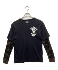 stussy（ステューシー）の古着「カモフラレイヤードカットソー」｜ブラック