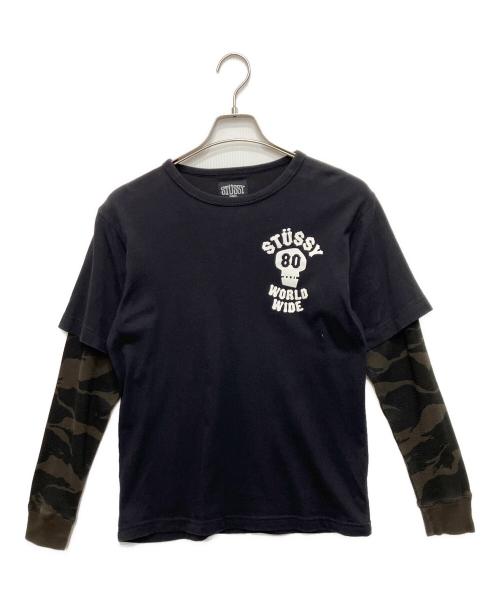 stussy（ステューシー）stussy (ステューシー) カモフラレイヤードカットソー ブラック サイズ:Sの古着・服飾アイテム