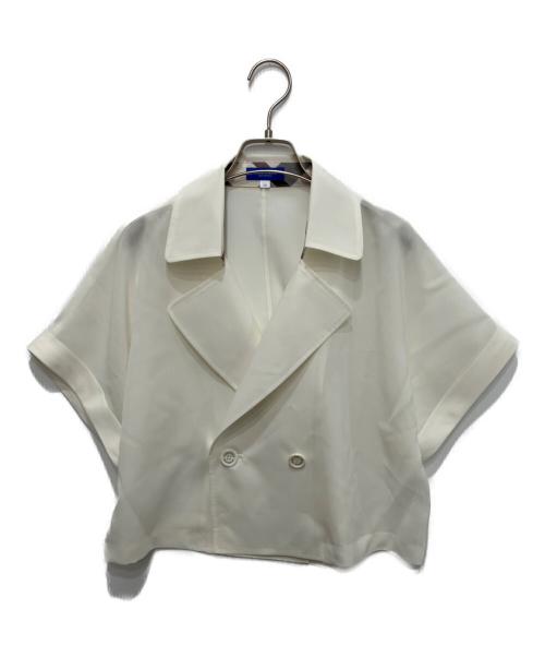 BLUE LABEL CRESTBRIDGE（ブルーレーベルクレストブリッジ）BLUE LABEL CRESTBRIDGE (ブルーレーベルクレストブリッジ) シアーボイルショートジャケット ホワイト サイズ:38の古着・服飾アイテム