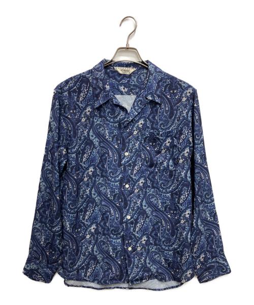 CALEE（キャリー）CALEE (キャリー) ペイズリーオープンカラーシャツ ブルー サイズ:Ｌの古着・服飾アイテム