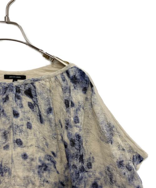 pas de calais（パドカレ）pas de calais (パドカレ) 絞り染めリネンブラウス ベージュ サイズ:36の古着・服飾アイテム
