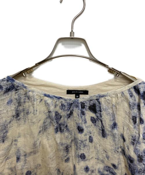 pas de calais（パドカレ）pas de calais (パドカレ) 絞り染めリネンブラウス ベージュ サイズ:36の古着・服飾アイテム