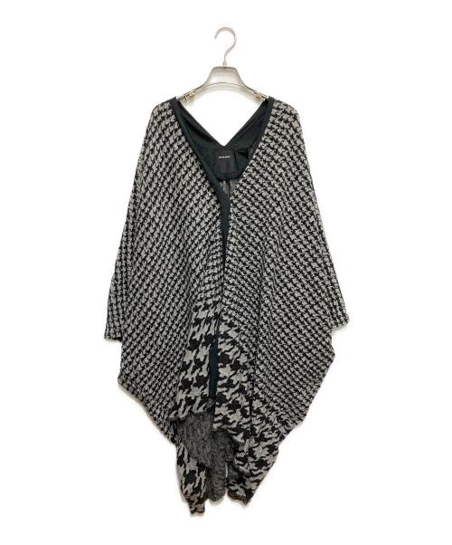 pas de calais（パドカレ）pas de calais (パドカレ) 千鳥柄ポンチョ ブラック サイズ:36の古着・服飾アイテム