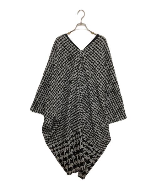 pas de calais（パドカレ）pas de calais (パドカレ) 千鳥柄ポンチョ ブラック サイズ:36の古着・服飾アイテム