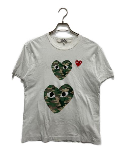 PLAY COMME des GARCONS（プレイコムデギャルソン）PLAY COMME des GARCONS (プレイコムデギャルソン) ハートプリントTシャツ ホワイト サイズ:Mの古着・服飾アイテム