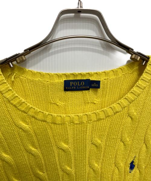 POLO RALPH LAUREN（ポロ・ラルフローレン）POLO RALPH LAUREN (ポロ・ラルフローレン) コットンケーブルニット イエロー サイズ:Mの古着・服飾アイテム