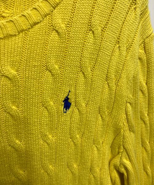 POLO RALPH LAUREN（ポロ・ラルフローレン）POLO RALPH LAUREN (ポロ・ラルフローレン) コットンケーブルニット イエロー サイズ:Mの古着・服飾アイテム