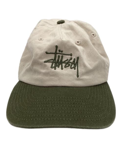 stussy（ステューシー）stussy (ステューシー) ロゴ刺繍キャップ カーキ×ベージュの古着・服飾アイテム