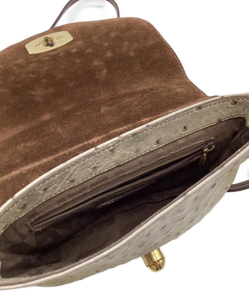 FURLA（フルラ）FURLA (フルラ) オーストリッチミニショルダーバッグ アイボリー×ブラウンの古着・服飾アイテム