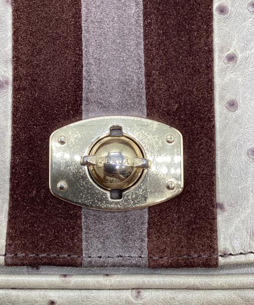 FURLA（フルラ）FURLA (フルラ) オーストリッチミニショルダーバッグ アイボリー×ブラウンの古着・服飾アイテム