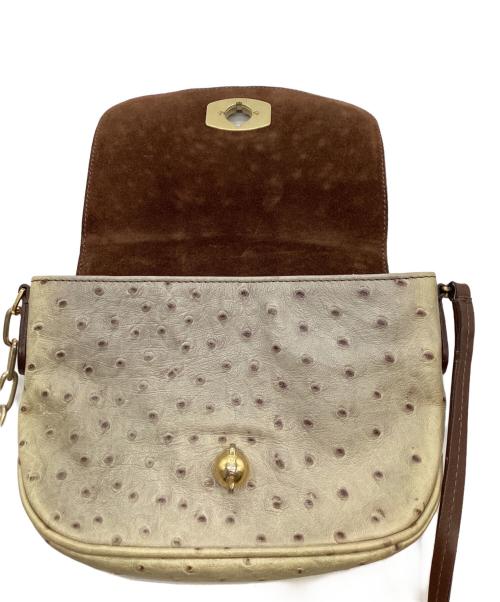 FURLA（フルラ）FURLA (フルラ) オーストリッチミニショルダーバッグ アイボリー×ブラウンの古着・服飾アイテム