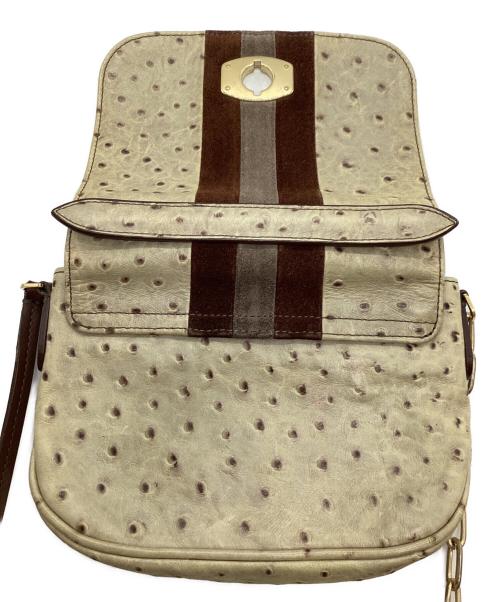 FURLA（フルラ）FURLA (フルラ) オーストリッチミニショルダーバッグ アイボリー×ブラウンの古着・服飾アイテム