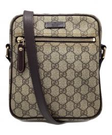 GUCCI（グッチ）の古着「GGスプリームスクエアショルダーバッグ」｜ベージュ×ブラウン
