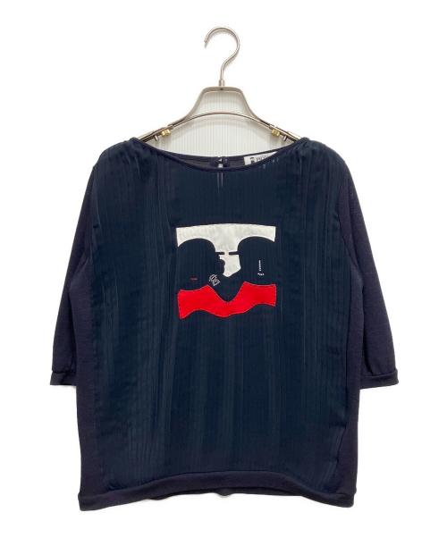 studio picone（スタジオ ピッコーネ）studio picone (スタジオ ピッコーネ) プリーツ切替ブラウス ネイビー サイズ:Mの古着・服飾アイテム