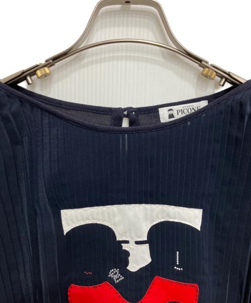studio picone（スタジオ ピッコーネ）studio picone (スタジオ ピッコーネ) プリーツ切替ブラウス ネイビー サイズ:Mの古着・服飾アイテム