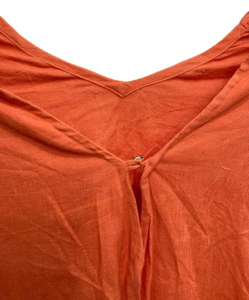 FRAMeWORK（フレームワーク）FRAMeWORK (フレームワーク) 麻Vネックスリットワンピース オレンジ サイズ:表記無しの古着・服飾アイテム