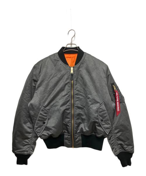 ALPHA（アルファ）ALPHA (アルファ) FREAK'S STORE (フリークスストア) 別注 ウォッシュ加工 MA-1 FLIGHT JACKET グレー サイズ:Lの古着・服飾アイテム