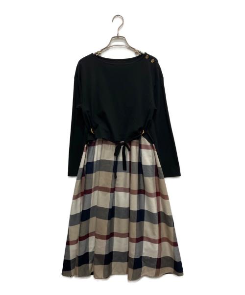BLUE LABEL CRESTBRIDGE（ブルーレーベルクレストブリッジ）BLUE LABEL CRESTBRIDGE (ブルーレーベルクレストブリッジ) ハイゲージポンチワンピース ブラック サイズ:36の古着・服飾アイテム