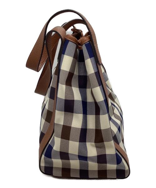 Aquascutum（アクアスキュータム）Aquascutum (アクアスキュータム) レザーハンドルトートバッグ ブラウン×ベージュの古着・服飾アイテム