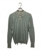 JOHN SMEDLEY×BEAMS Fジョンスメドレー×ビームスエフ）の古着「ボーダーポロニット」｜グリーン×ホワイト