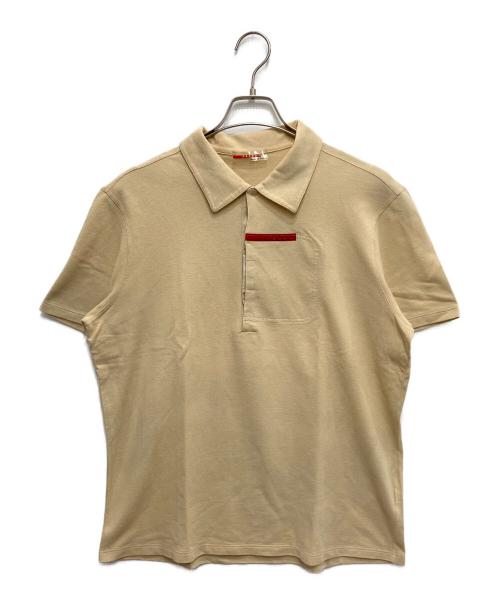 PRADA SPORTS（プラダスポーツ）PRADA SPORTS (プラダスポーツ) ラバーロゴ装飾ポロシャツ ベージュ サイズ:Mの古着・服飾アイテム