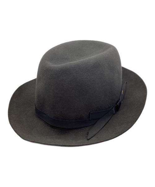 BORSALINO（ボルサリーノ）BORSALINO (ボルサリーノ) リボン中折れハット グレー サイズ:58㎝の古着・服飾アイテム