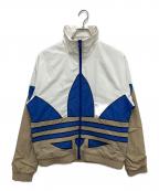 adidasアディダス）の古着「ビッグトレフォイルウーブントラックトップ」｜ベージュ×ブルー
