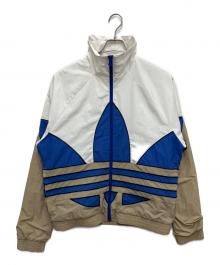 adidas（アディダス）の古着「ビッグトレフォイルウーブントラックトップ」｜ベージュ×ブルー