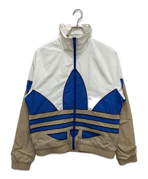 adidas（アディダス）adidas (アディダス) ビッグトレフォイルウーブントラックトップ ベージュ×ブルー サイズ:Mの古着・服飾アイテム