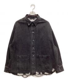 DANKE SCHON（ダンケ シェーン）の古着「オーバーサイズダメージデニムシャツ」｜ブラック