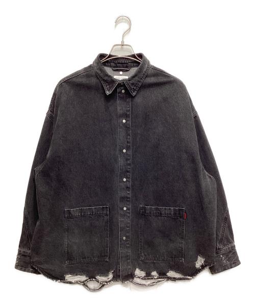 DANKE SCHON（ダンケ シェーン）DANKE SCHON (ダンケ シェーン) オーバーサイズダメージデニムシャツ ブラック サイズ:freeの古着・服飾アイテム