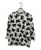 tricot COMME des GARCONSトリココムデギャルソン）の古着「リボン柄カットソー」｜ホワイト×ブラック