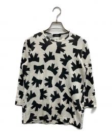 tricot COMME des GARCONS（トリココムデギャルソン）の古着「リボン柄カットソー」｜ホワイト×ブラック
