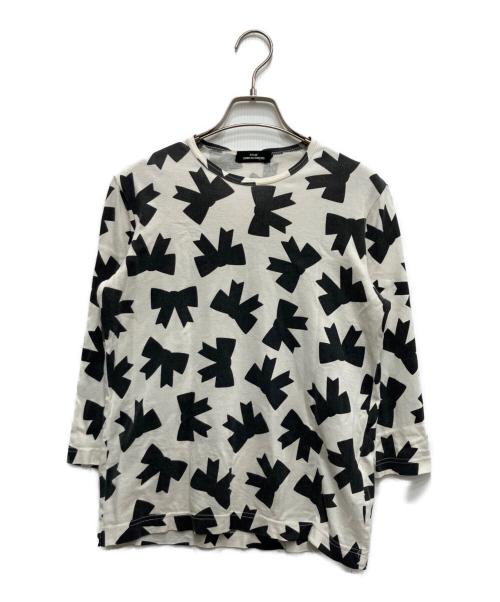 tricot COMME des GARCONS（トリココムデギャルソン）tricot COMME des GARCONS (トリココムデギャルソン) リボン柄カットソー ホワイト×ブラック サイズ:不明の古着・服飾アイテム