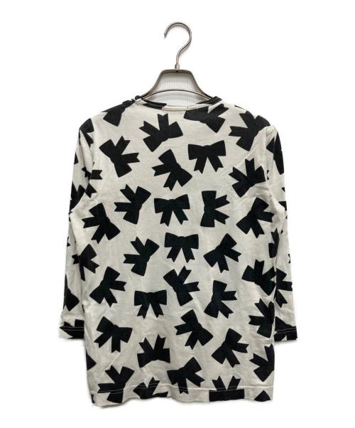 tricot COMME des GARCONS（トリココムデギャルソン）tricot COMME des GARCONS (トリココムデギャルソン) リボン柄カットソー ホワイト×ブラック サイズ:不明の古着・服飾アイテム