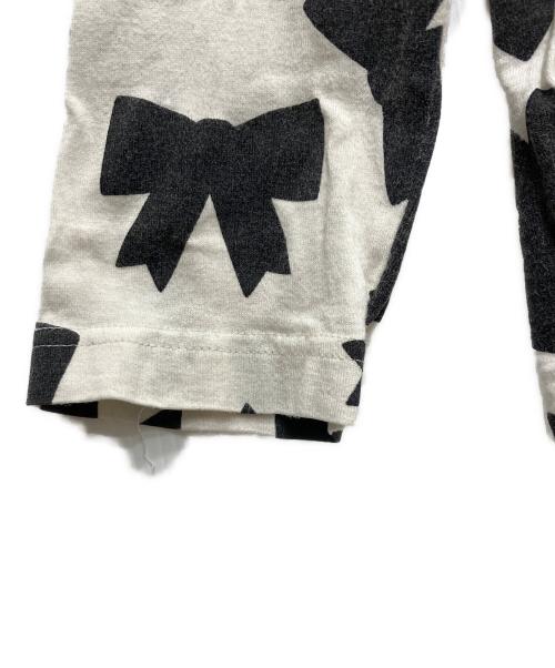 tricot COMME des GARCONS（トリココムデギャルソン）tricot COMME des GARCONS (トリココムデギャルソン) リボン柄カットソー ホワイト×ブラック サイズ:不明の古着・服飾アイテム